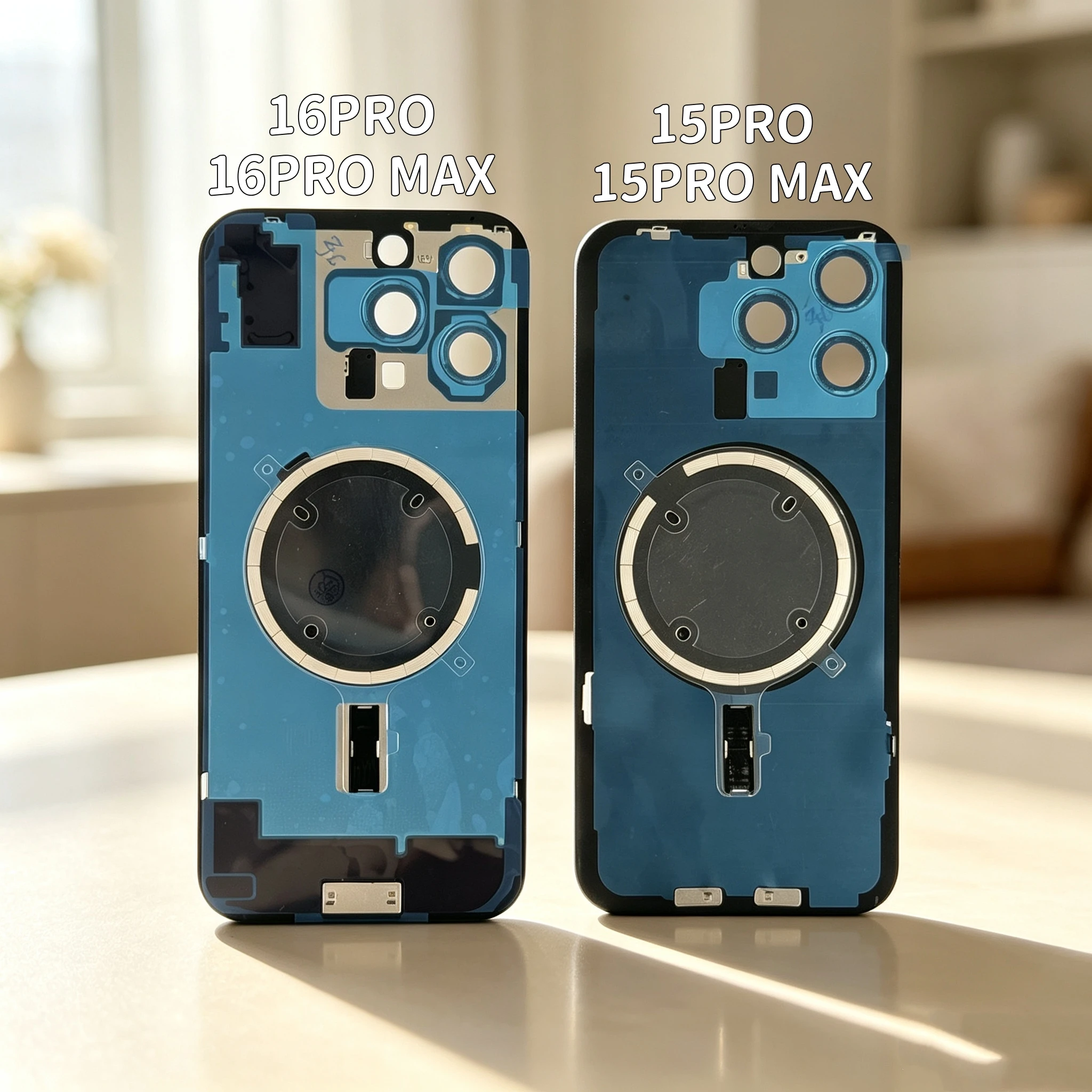 For IPhone 15/16 Pro Max Back Glass Replacement with Camera Lens Brackets Magnets 15/16 Pro Back cover image 2