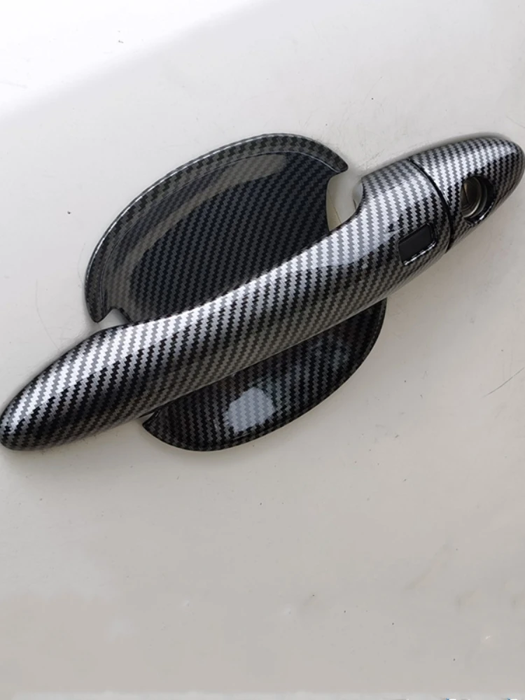 Carbon Fiber Chrome Car Door Handle Bowl Cover Trim Sticker For Kia K3 / Kia Cerato 2012-2017 Styling Accessories