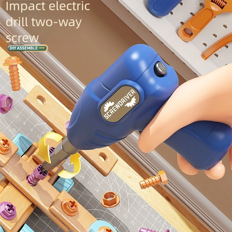 مجموعة أدوات بناء التظاهر للأطفال لعبة تشديد المسمار الواقعية لعبة تعليمية الجذعية + 15UB #5