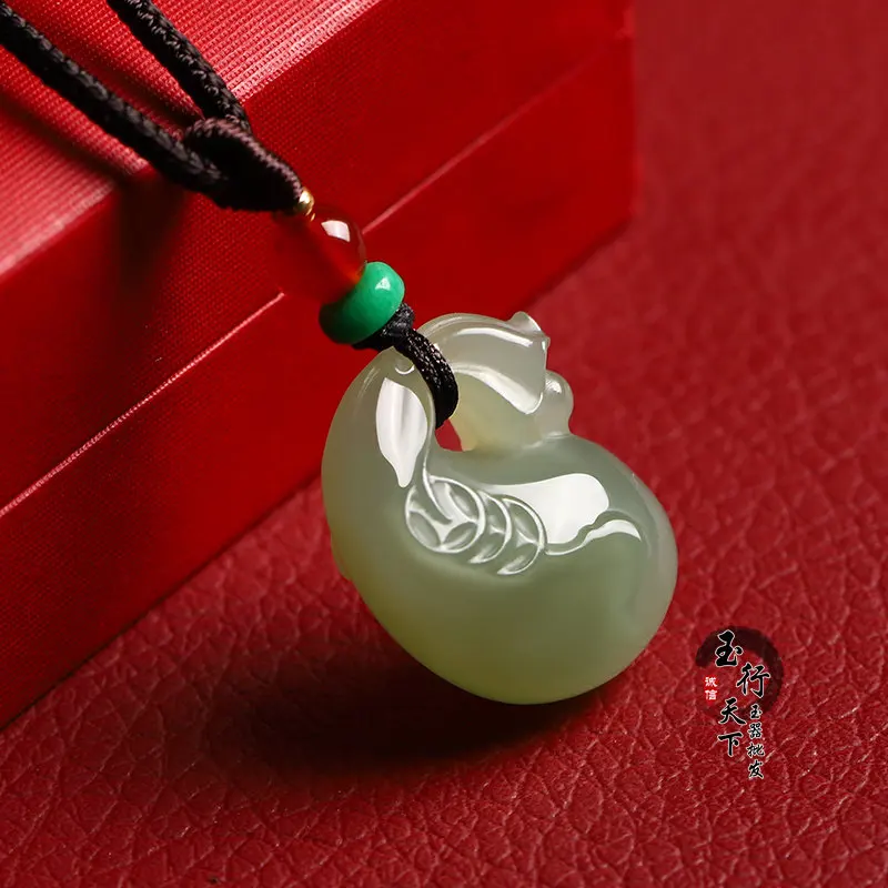 Genuine Hetian lucky bag pendant men and women blue and white money bag pendant pendant penda