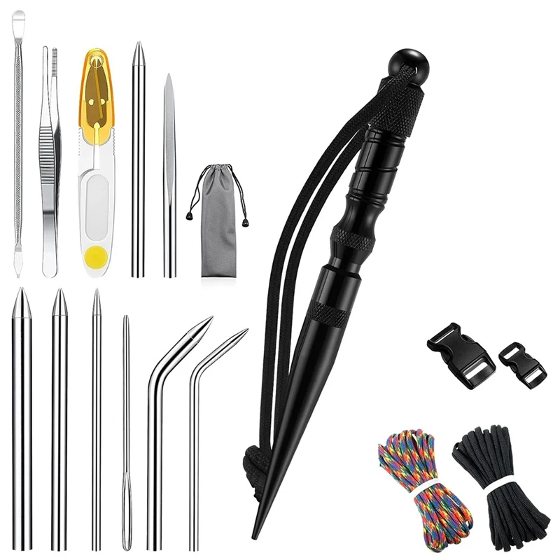 

12Pcs Paracord-FID Knotter Tools Set Stainless Steel Marlinspike Set Stitching Lacing Needles And Smoothing Knotter Tool-ABQU