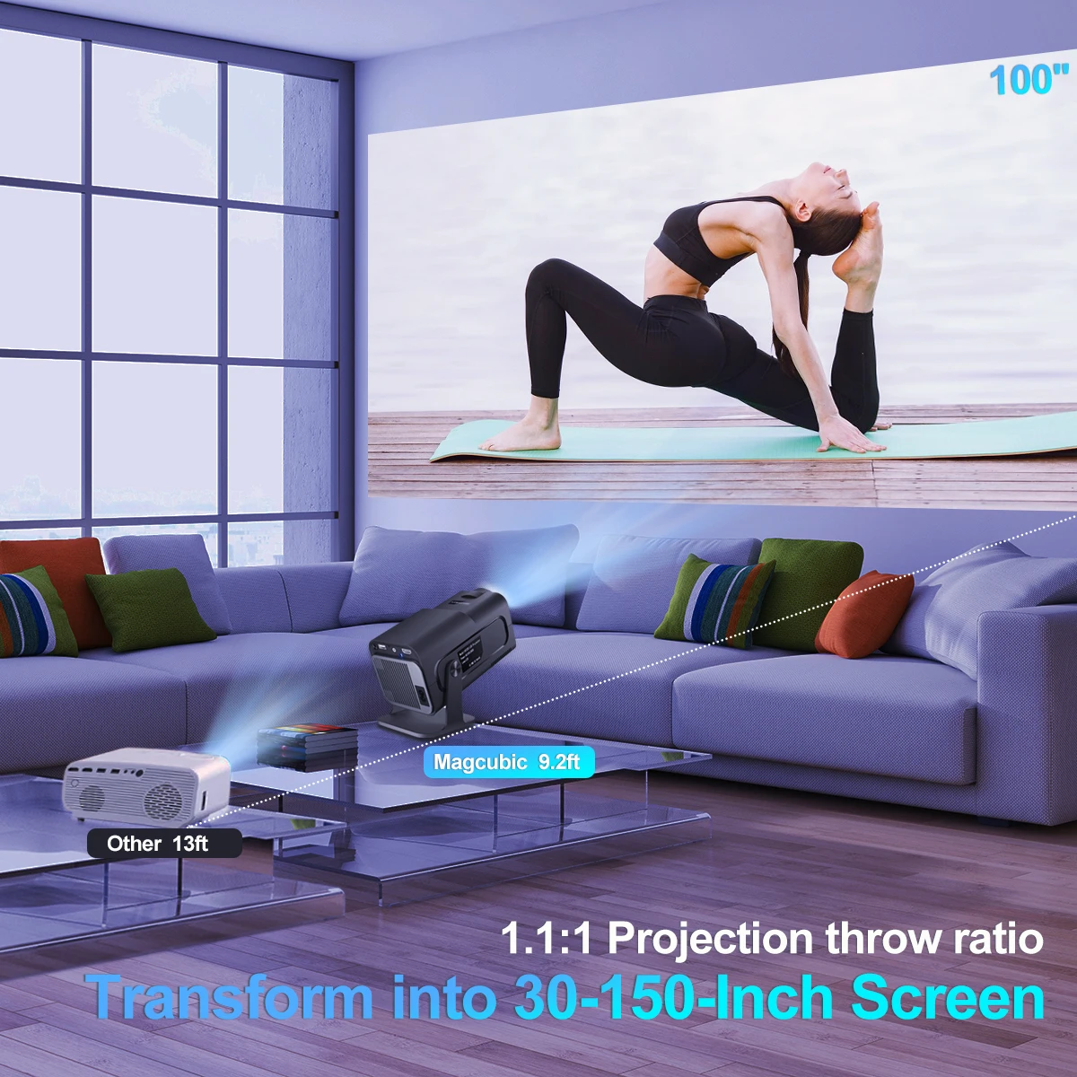 KaiAqua Android 11 390ANSI HY320 Projector 4K Native 1080P Dual Wifi6 BT5.0 Cinema Outdoor Portable Projetor Upgrated FY300 image 5