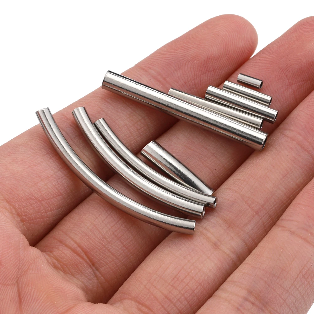 20pcs Stainless Steel Curved Tube Spacer Beads Connectors Bead for Jewelry Making DIY Bracelet Necklace Crimp Beads Wholesale