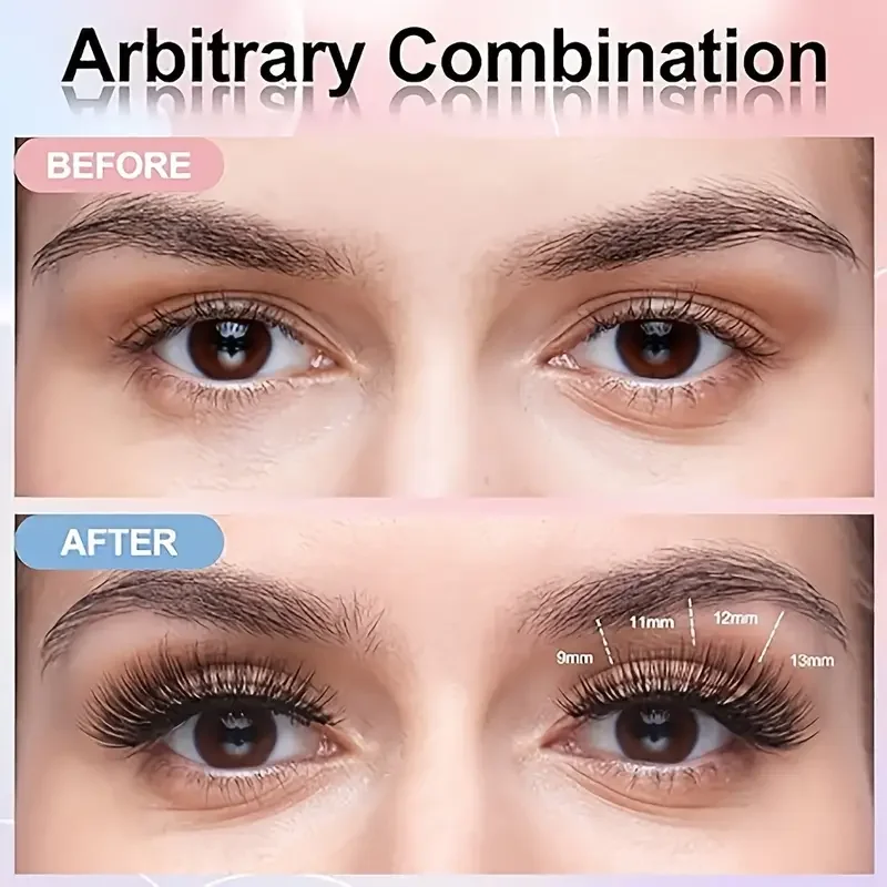 Eyelash Extension Kit - Individual Eyelash Sets, D-Curl, Multiple Lengths, Odorless, Easy to Apply for Home Makeup Books