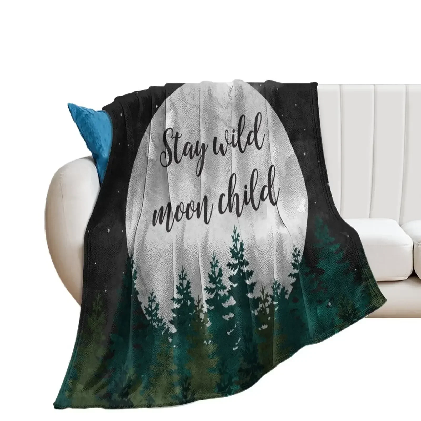 Stay Wild Moon Child Throw Blanket Large Shaggy Blankets