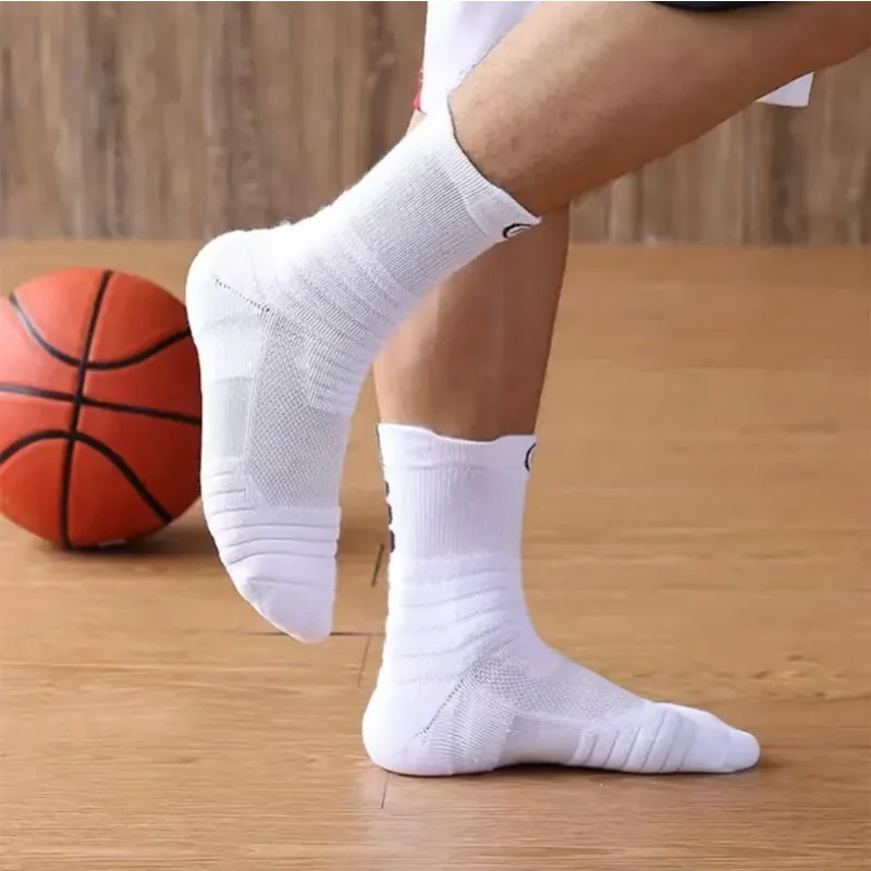 3pairs/Lot Men\'s Socks Compression Stockings Breathable Basketball Sports Cycling Socks Moisture Wicking High Elastic Tube Socks