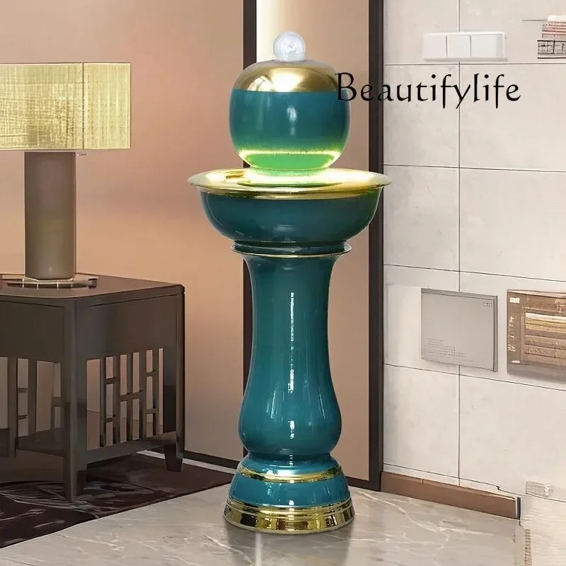 Ceramic gourd lucky water ornament floor circulation water living room landscape fountain humidifier fish tank