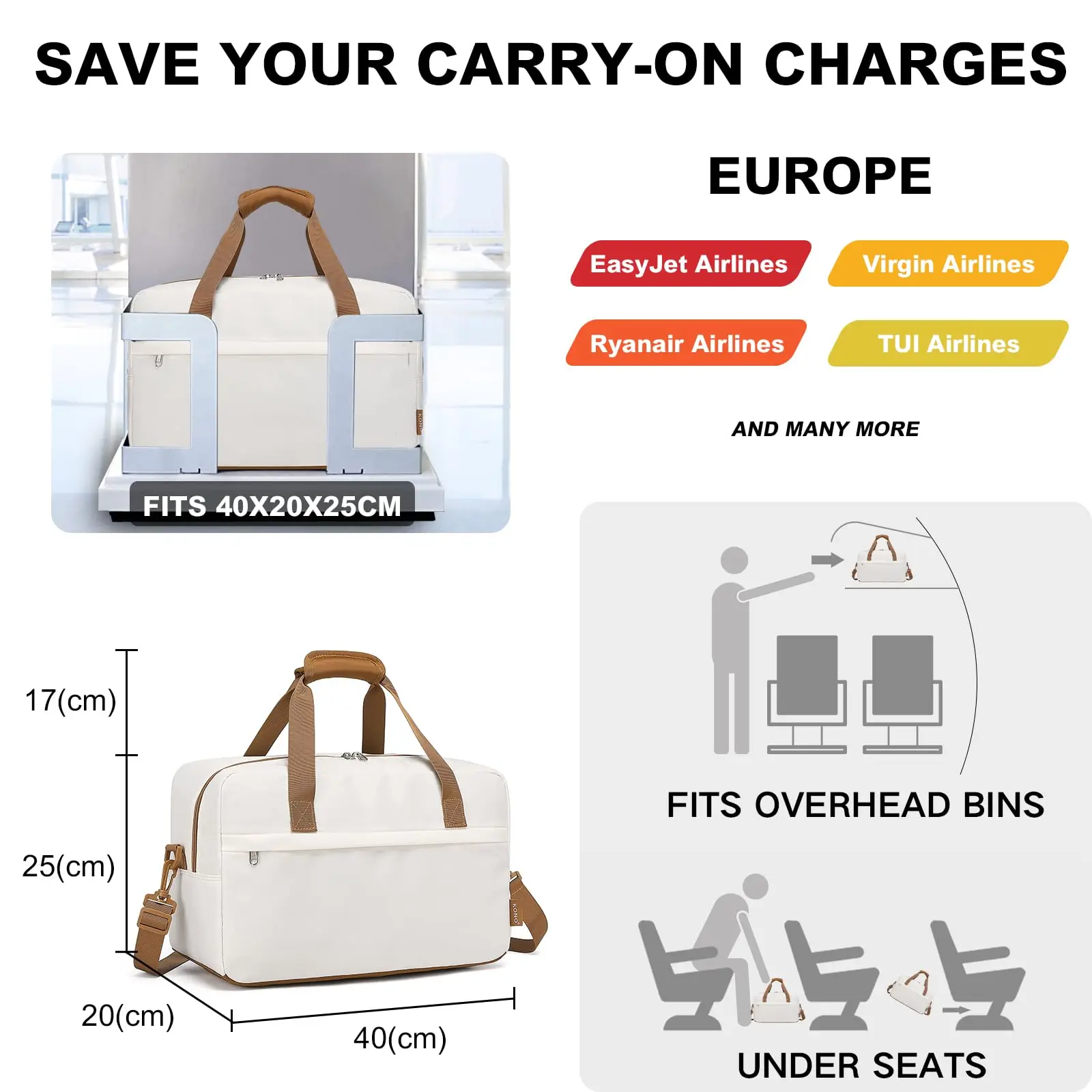 New Travel Bag for Men and Women 40x20x25 for Ryanair Underseat Carry On Hand Luggage Bags Travel Duffel 20L Женская сумка Bolsa