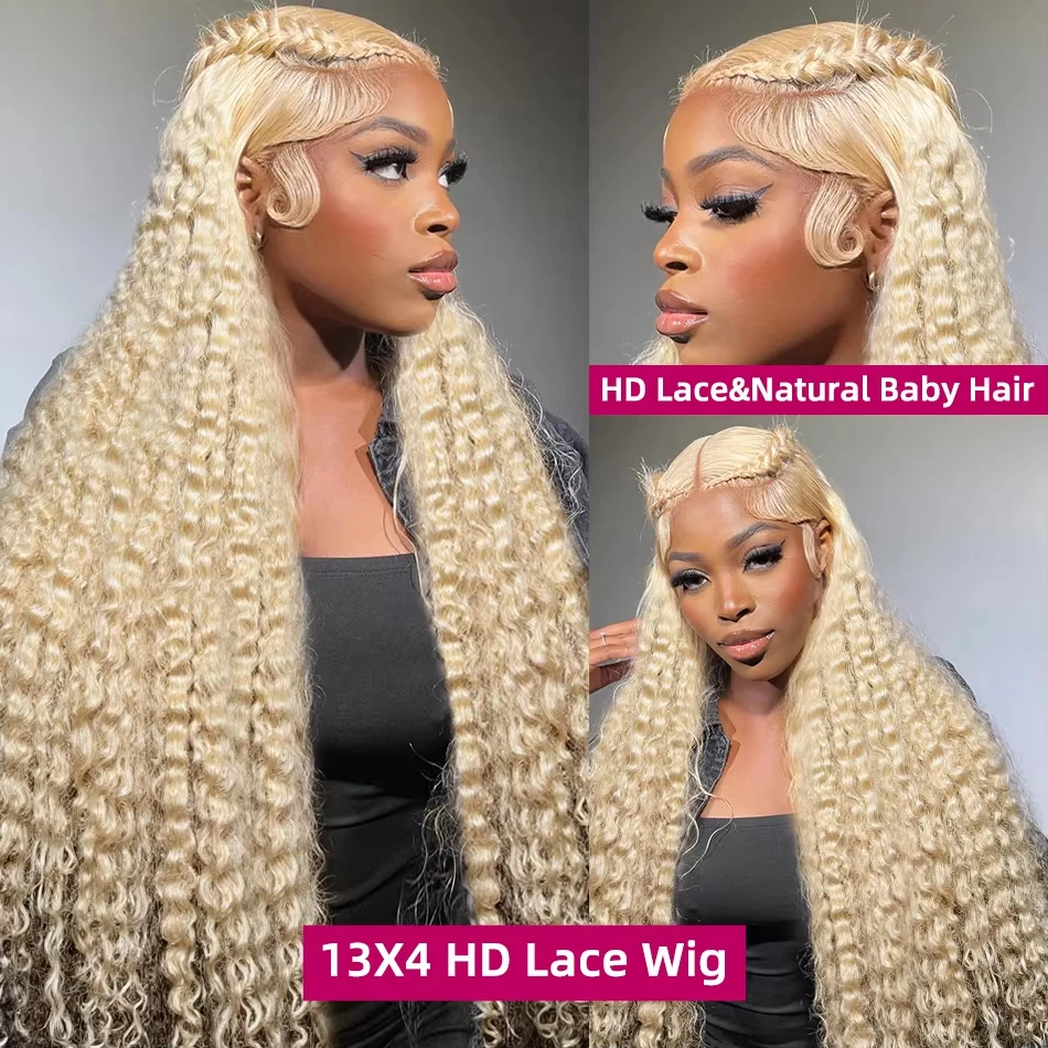 250 Densidad 613 Rubio 13x6 Pelucas de cabello humano con frente de encaje Onda profunda suelta 40 pulgadas 13x6 Peluca frontal de encaje rizado brasileño para mujeres