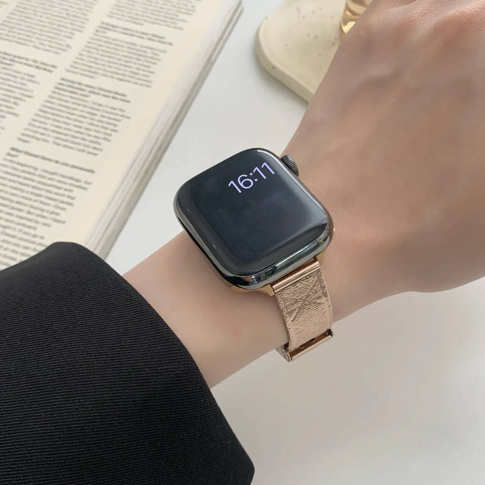Ремешок из нержавеющей стали для Apple Watch Band 38 40 41 44 42 45 мм 49 мм, Премиум браслеты для iWatch Series 9 8 7 6 5 4 3 SE Ultra 2