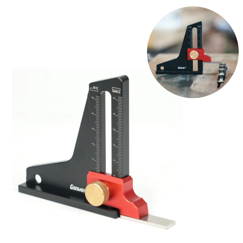 ルーターテーブルソー用高さゲージ、精密測定高さゲージ木工アルミニウム究極の透明度深さゲージ