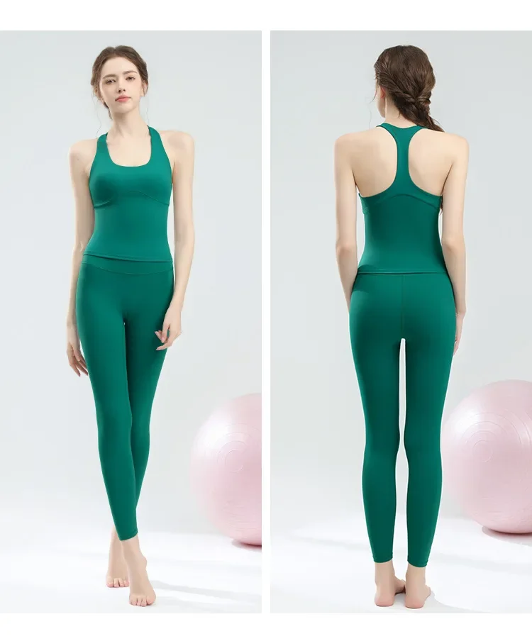 

Sports Vest Women's Shock Resistant High Elasticity I-shaped Back Fitness Top with Seamless Leggings Set 2025