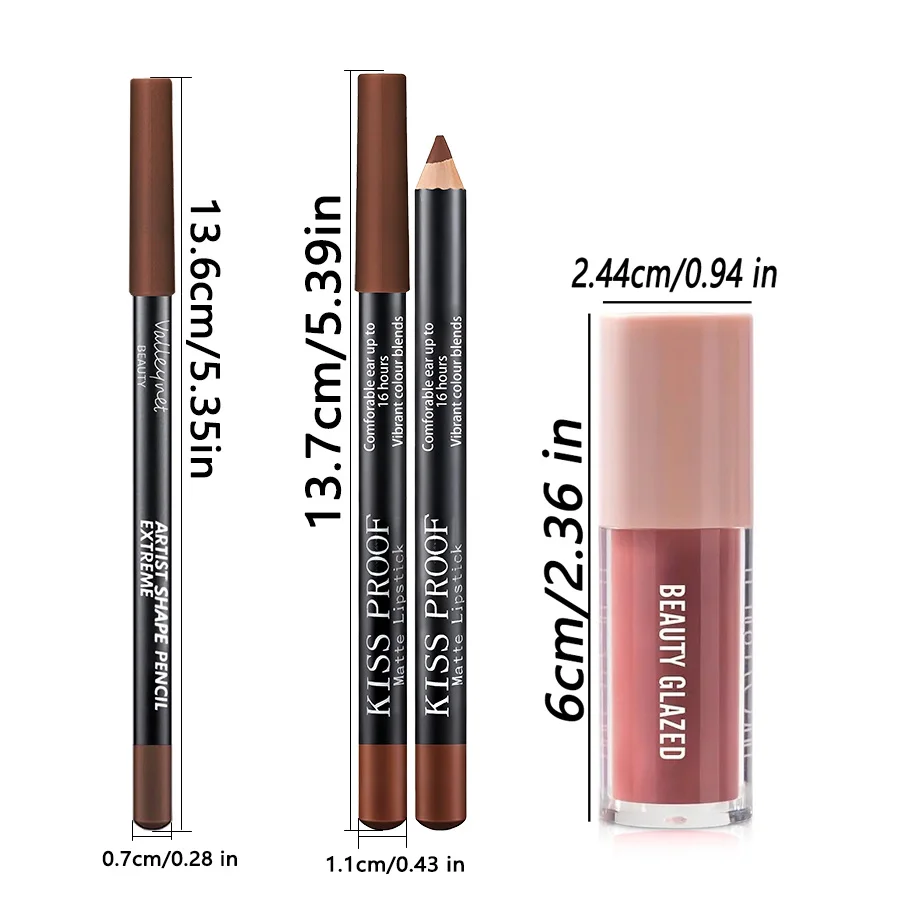 3 قطعة/المجموعة ماكياج الشفاه مجموعة طويلة الأمد للماء الشفاه بطانة ماتي أحمر الشفاه + ترطيب ملمع الشفاه الشفاه كومبو مجموعة ماكياج الشفاه #4