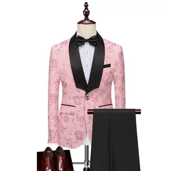 Cross-border foreign trade 2023 new men's evening dress groom suit fashion jacquard wedding dress two-piece suit men