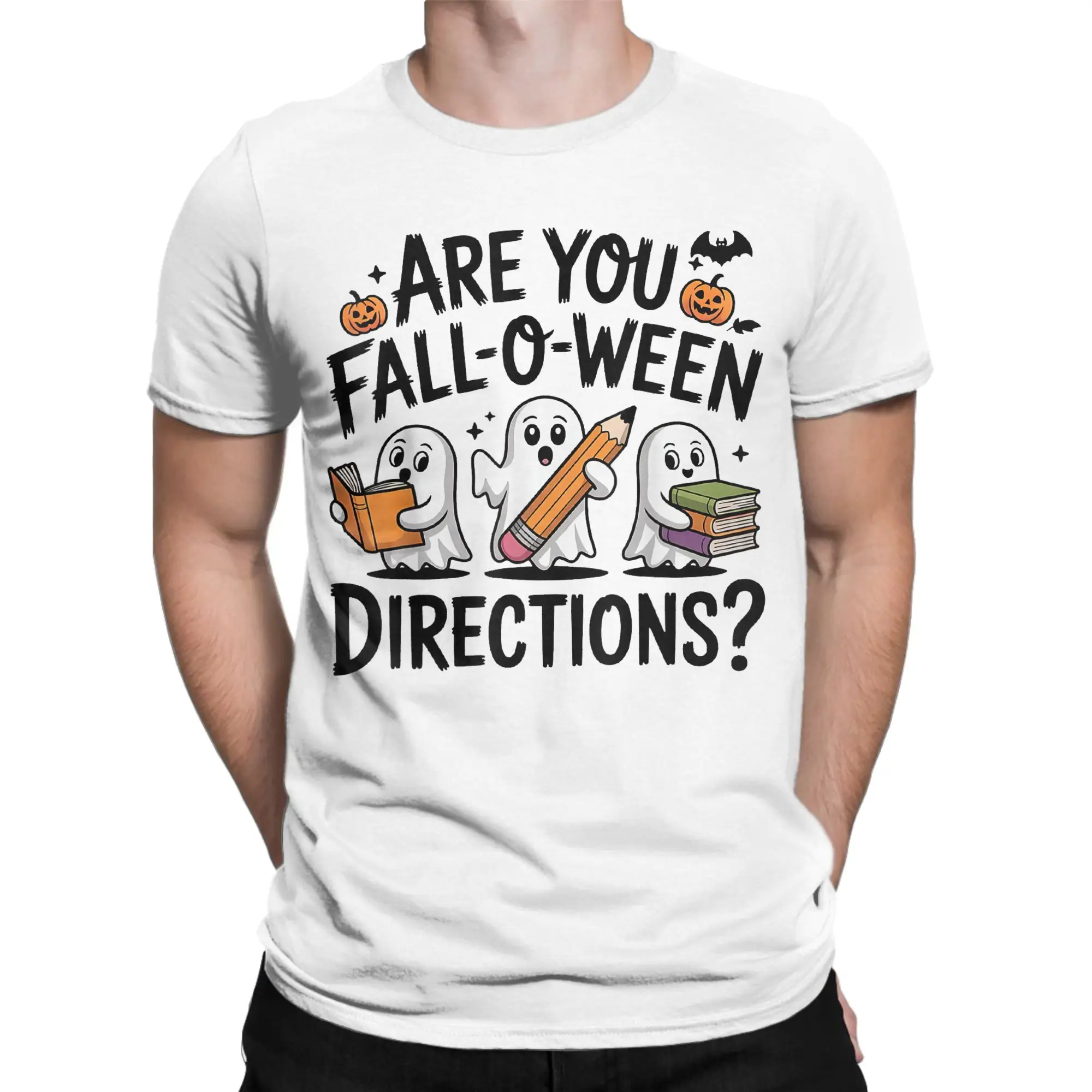 هل أنت تقع أو وين اتجاهات الهالوين المعلم أشباح تي شيرت الصيف الترفيه تي شيرت الرجال القطن س الرقبة المعتاد تيز التي شيرت