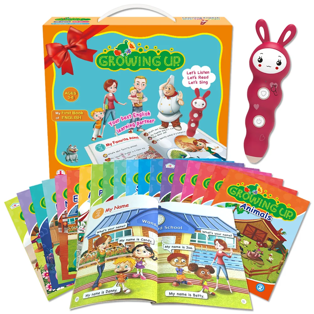 Interactive English Learning Kit 3-8 Children's Educational Toys Reading Pens 20 Audiobook Kits Growth Talking Pen Battery Power