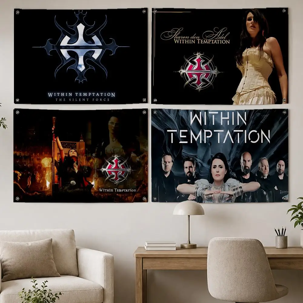 Rock Band Within Temptation Flags Room Home Decor Wall‑Hanging Art Banner, Outdoor for Bedroom Party Background Decoration