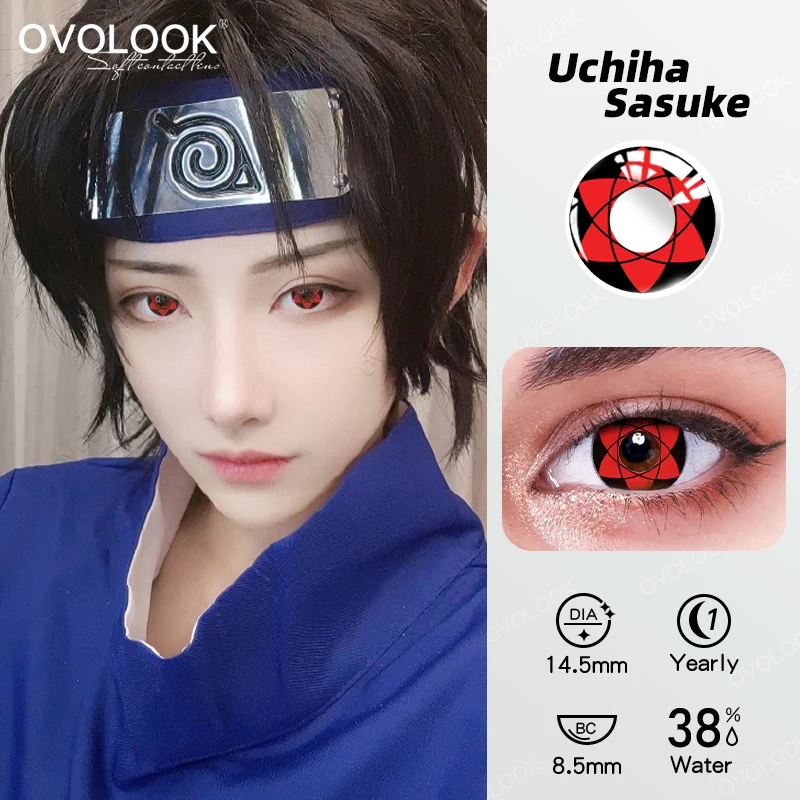 2pcs Cosplay Contacts Lenses for Sharingan Hatake Kakashi Uchiha Sasuke Itachi Madara Hinata Ciel\'s eye anime Costume Play