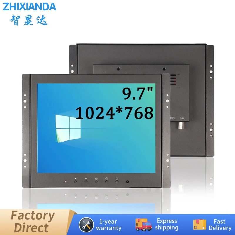 Open Frame Touch Screen Monitor 9.7 Inch 1024*768 4:3 Ratio Industrial Display With BNC HDMI VGA AV USB For Automation Equipment