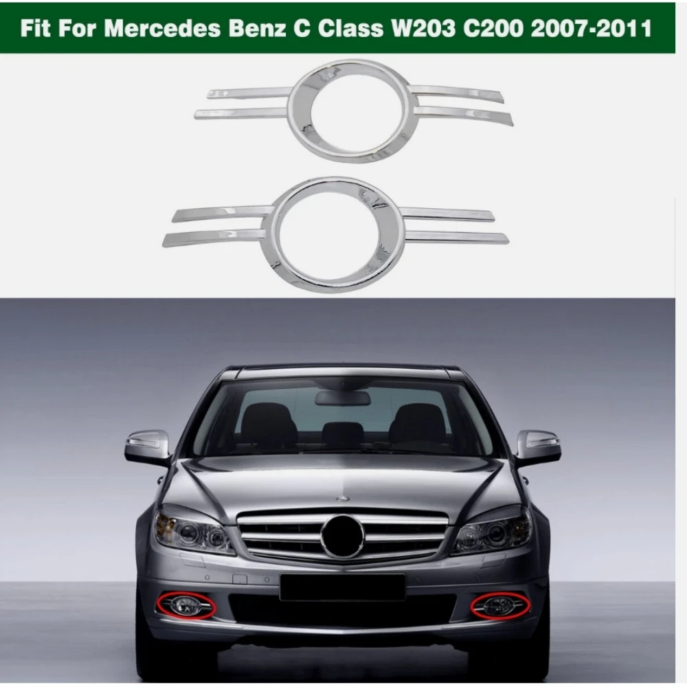 

Front Fog Driving Lamp Chrome Bezels A2048851174 A2048851274 For Mercedes Benz C-Class W204 C200 2007-2011