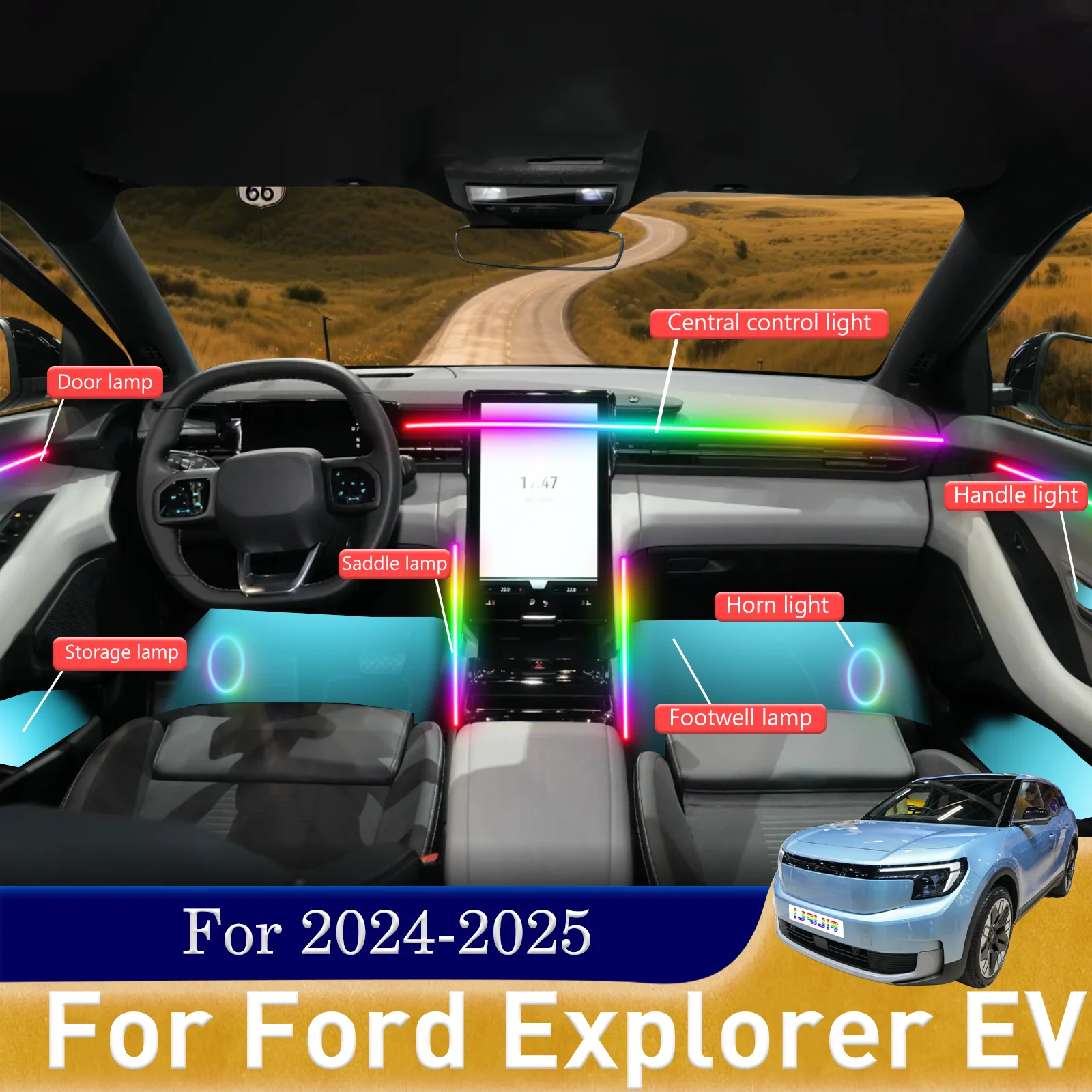 For Ford Explorer EV Seamlessly Integrated LED Strip Lighting for Your Vehicle Cabin with Full Spectrum Colors