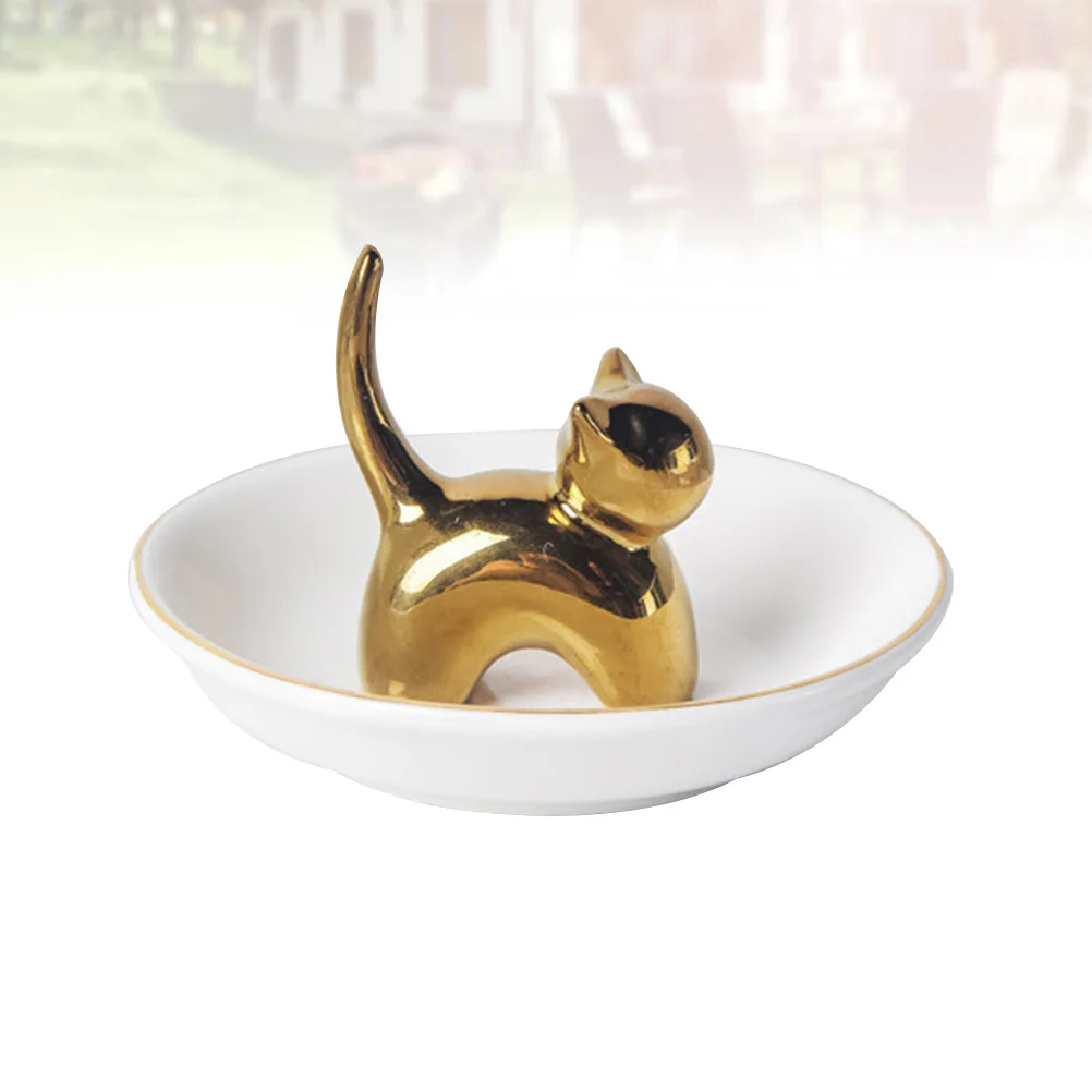Ceramic Cat Jewelry Dish Nordic Style Decorative Tray for Rings Earrings Bracelets Jewelry Organizer Storage Plate