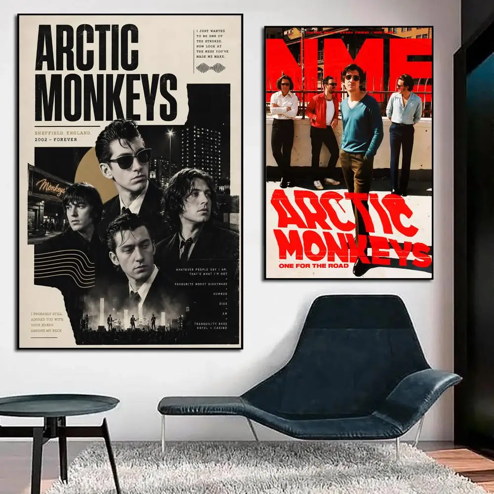 Band A-arctic Monkeys Poster Durable Waterproof Aesthetic Stickers Wall Art HD  for Office Bedroom Bar  Coffee Home Decor