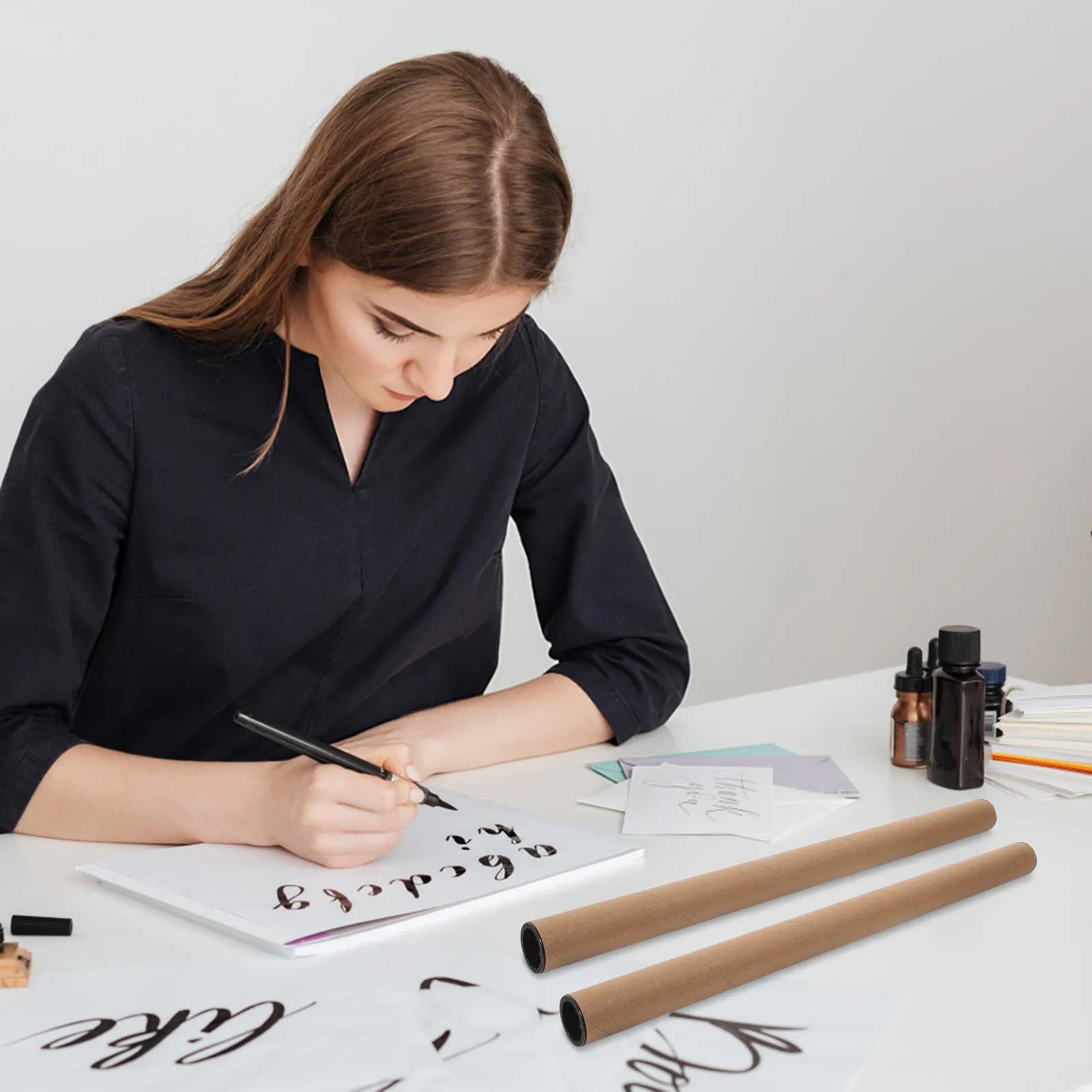 

10 шт. Премиальные тубусы для посылок из АБС-пластика для хранения и транспортировки художественных принтов, плакатов, рисунков, прочные, коричневые