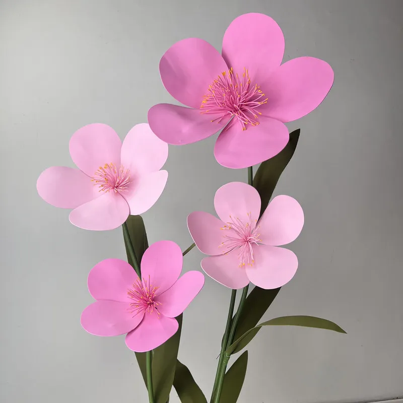 Outdoor simulation plum blossom peach blossom cherry blossom begonia spring Meichen paper art flower shopping mall decoration an