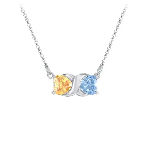 

Custom Heart Necklace Personalized with Two Birthstones Sterling Silver Gold Rose Gold Plated Dainty Chain Christmas Halloween