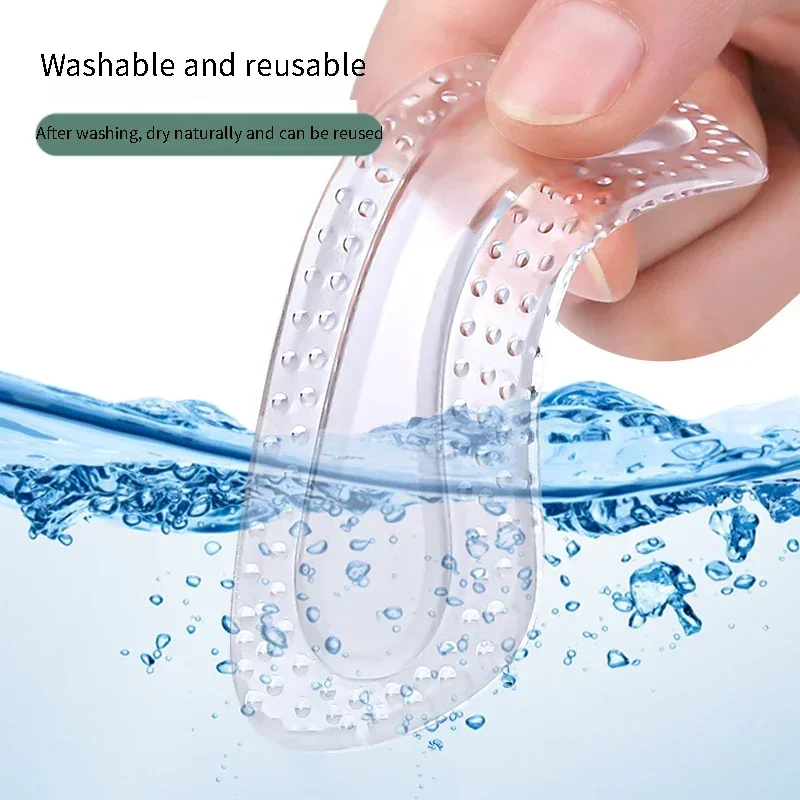 Protetores de calcanhar de gel de tamanho ajustável, almofada de silicone antiderrapante para sapatos de salto alto, palmilhas de cuidados com os pés, 1 par/2 pares