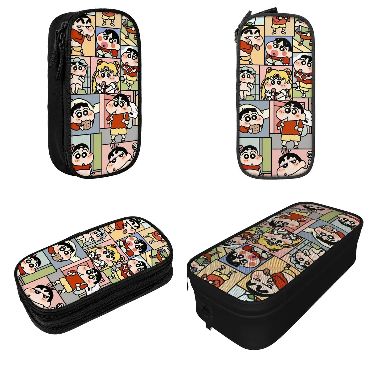 Crayon Shin-chan Cosplay Collage Pencil Cases Japanese Anime Pen Box Bag Kids Big Capacity School Supplies Gift Pencilcases