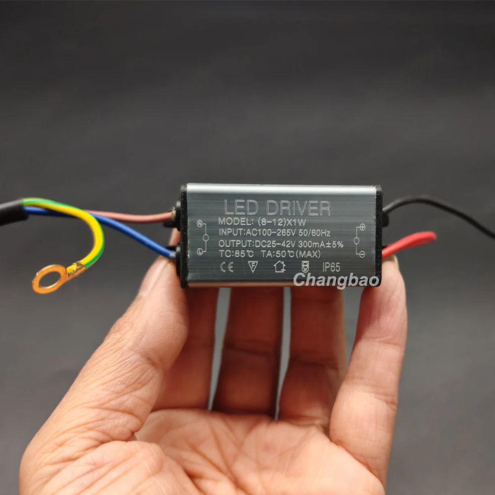 8-12x1W Constant Current Led Driver 25-42VDC 300mA Waterproof IP65 10W Led Power Supply