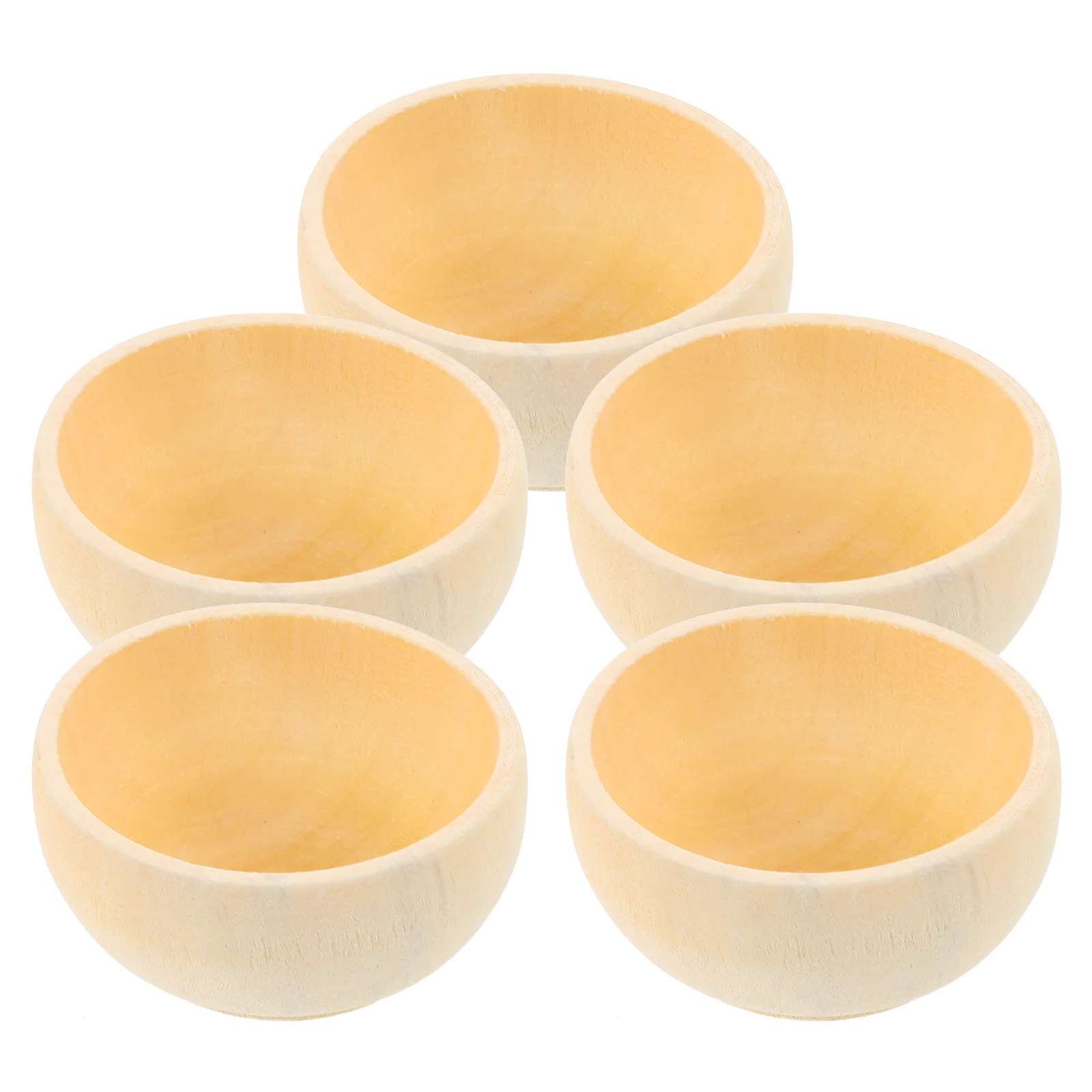 5 Pcs Dough Bowls for Making Condiment Wooden Drawing Mini Dipping Unpainted