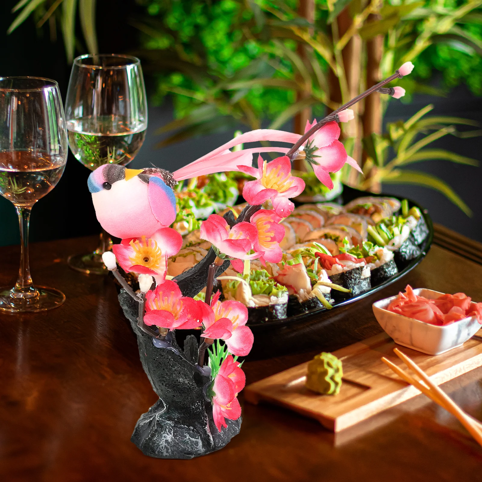 

Artificial Plum Blossom Decor Fake Plant Sushi Plate Adornment Restaurant Decoration Exquisite Design Long Lasting for Dining