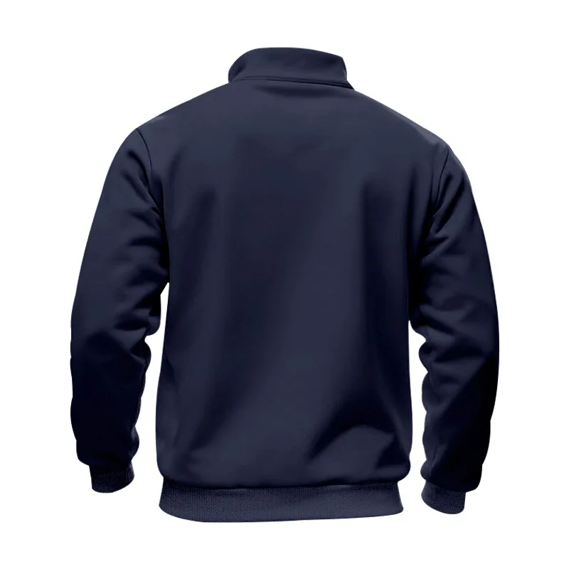 Grenzübergreifender Herbst- und Winter-Samt-Pullover für Herren, locker geschnitten, im Retro-Stil, lässig, mit Stehkragen, halbem Reißverschluss und Taschen für Pendler. – Detail 14