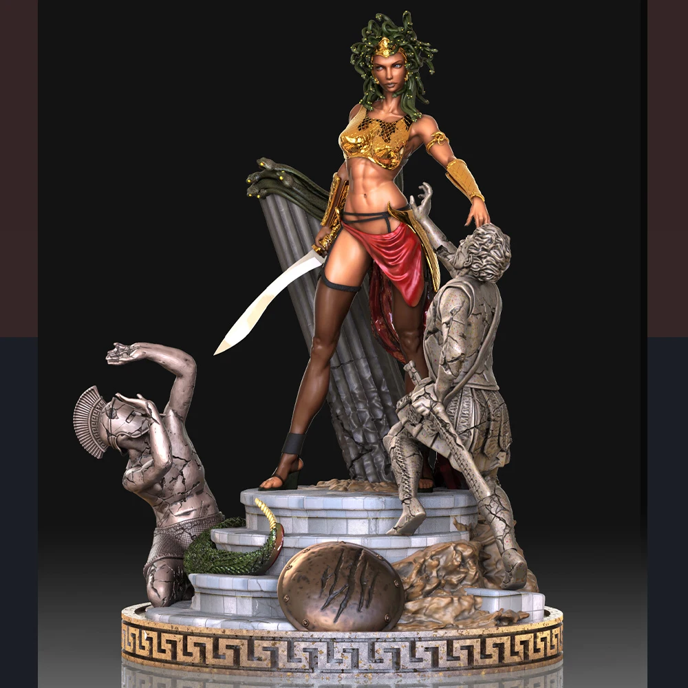 3d Printing Model Kit Beautiful Women Warrior Medusa Figure Anime Model Kit DIY Miniature Reduction Statue Unpainted Kit Toys