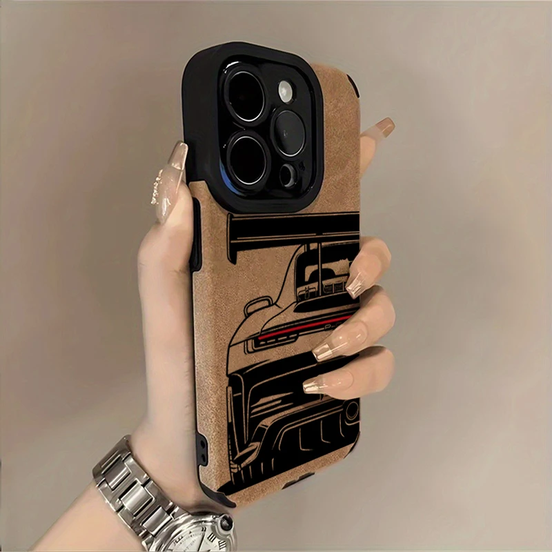 Stijlvolle sportwagen telefoonhoes voor iPhone 18 Pro Max 17 16 15 Plus 14 13 12 11 17 Pro Air XR X XS 7 Plus SE 2022 Kunstleren hoes