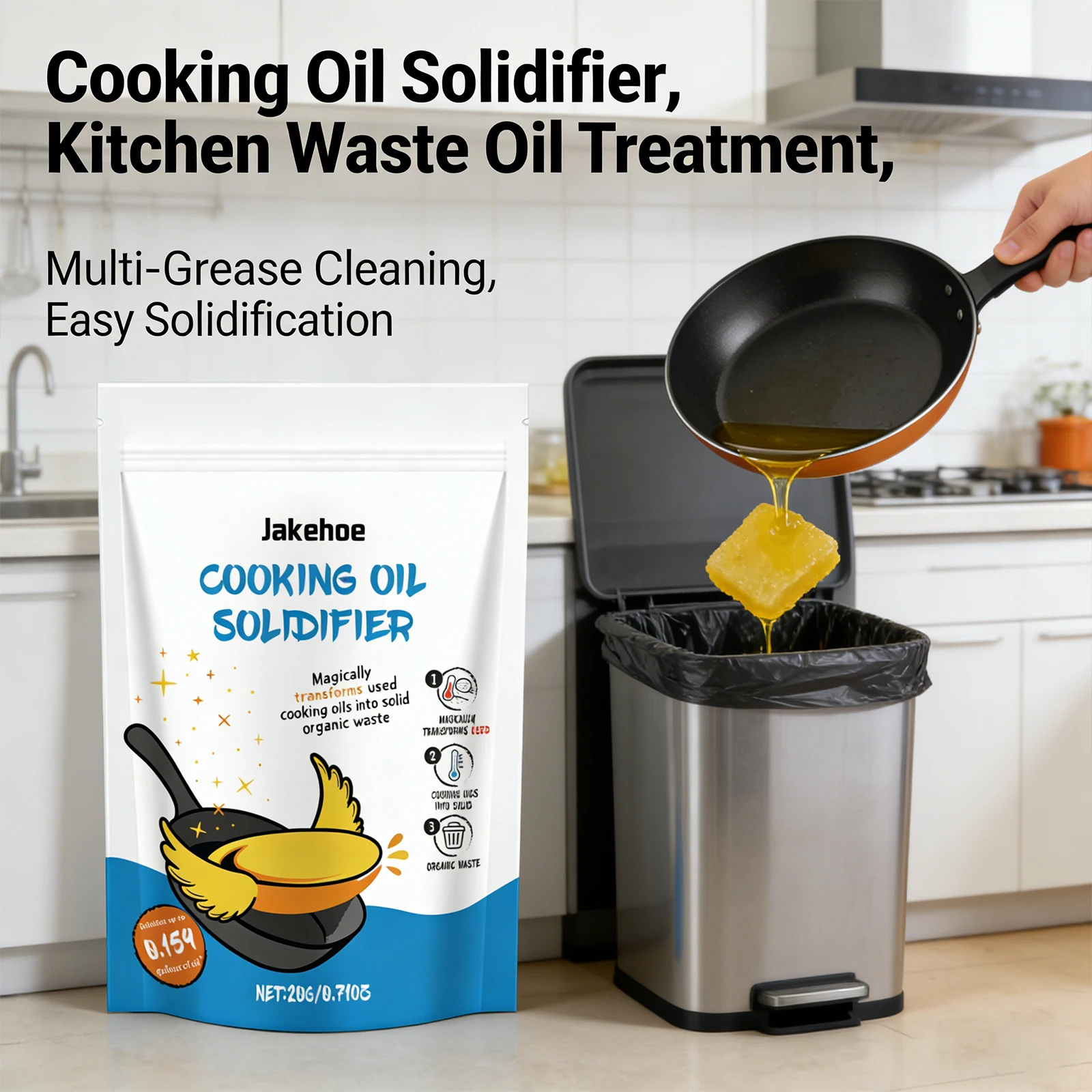 Kitchen Waste Oil Solidification Powder Quickly Solidify Waste Oil Wide Application Environmental Friendly Edible Oil Coagulant