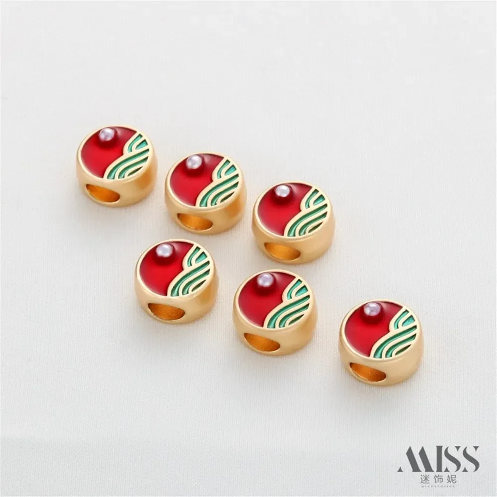 قمر مشرق على البحر، شمس مرتفعة، سوار DIY منفصل بالخرز بفتحة كبيرة، قلادة، إكسسوارات مجوهرات مطرزة