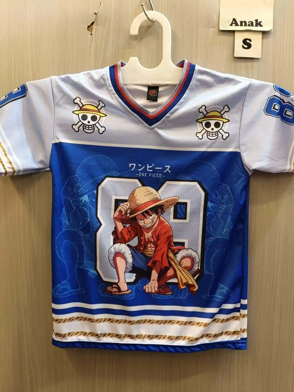 Nouveaux maillots de football, T-shirt Bandai One Piece Luffy et Zoro, sport de rue ample pour hommes et enfants