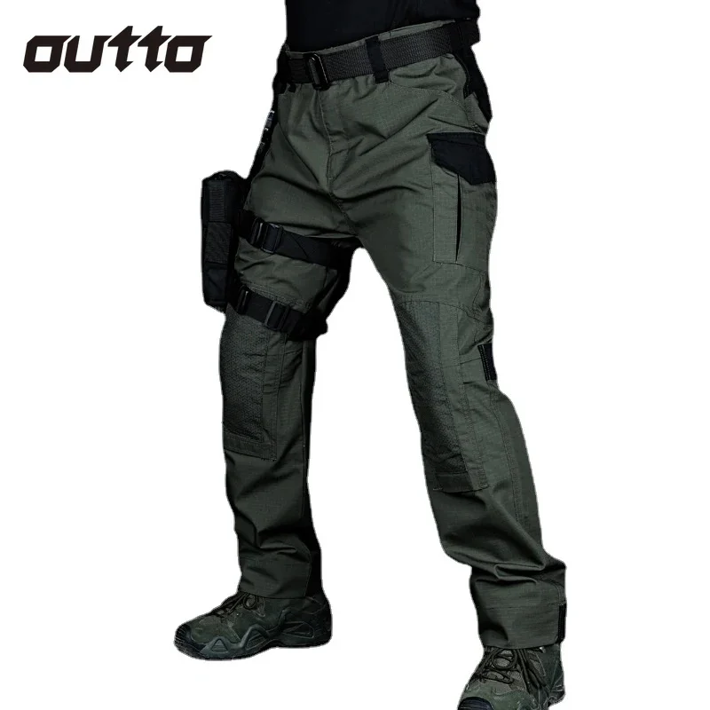 Stretch Tactical Pants Men Outdoor Multi Pocket Wear-resisting Waterproof Functional Cargo Climbing Fighting Hunting