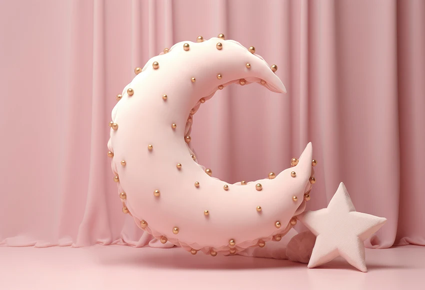 Mehofond ฉากหลังถ่ายภาพพระจันทร์ดวงดาวสีชมพูเด็กผู้หญิงปาร์ตี้เด็กวันเกิดของตกแต่งห้องอาบน้ำในร่มฉากหลังที่ตั้งครรภ์