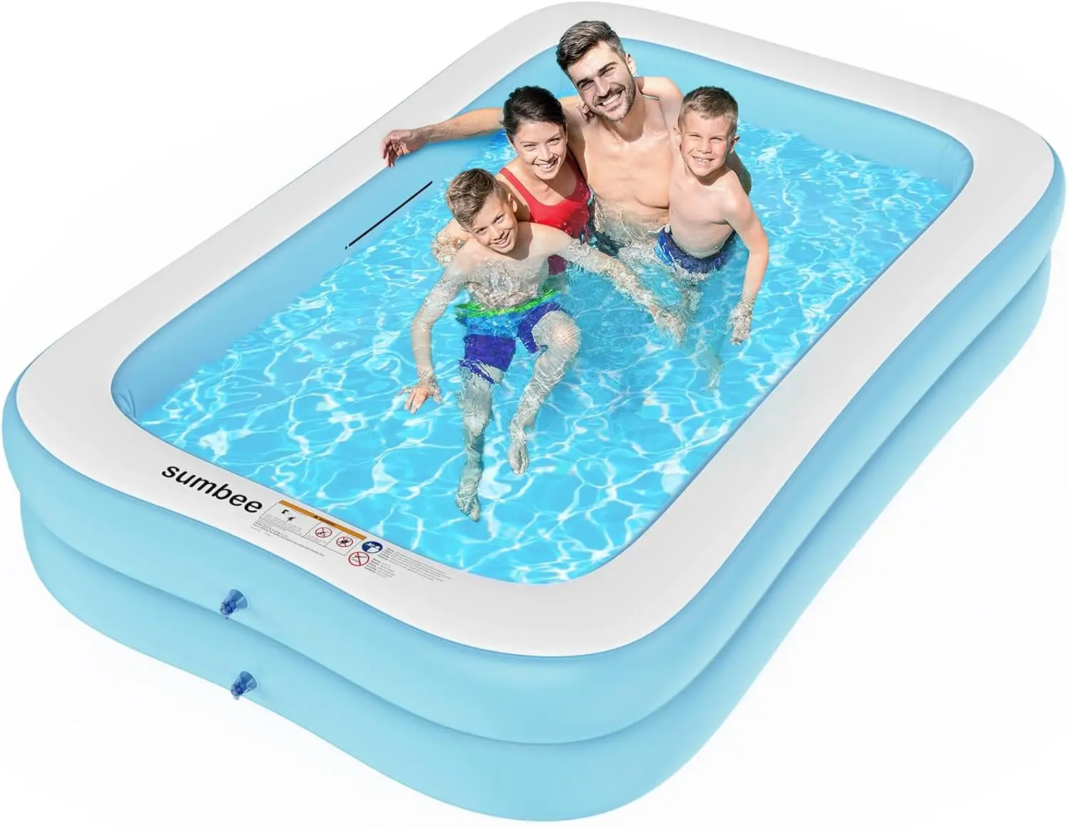 

Inflatable Swimming Kiddie Pool for Adults Kids Ages 4-8-12, Size 103" X 69" X 20" Rectangle Blow Up Family Pool for Children