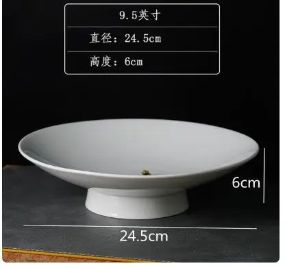 Ceramic Dinner Plate High Feet Refreshment Tray Dim Sum Plates Fruit Salad Bowl Serving Sushi Dish Snack