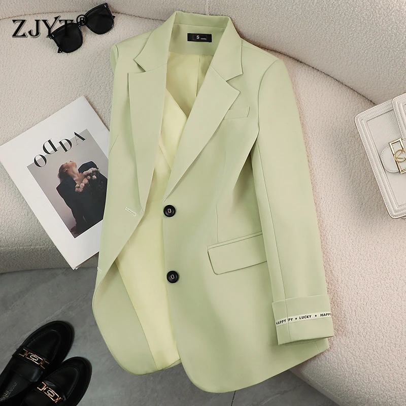 ZJYT 2024 Autumn Women's Jacket New In Coats England Style Double Breasted Casual Blazers Mujer Elegant Loose Outerwears Female