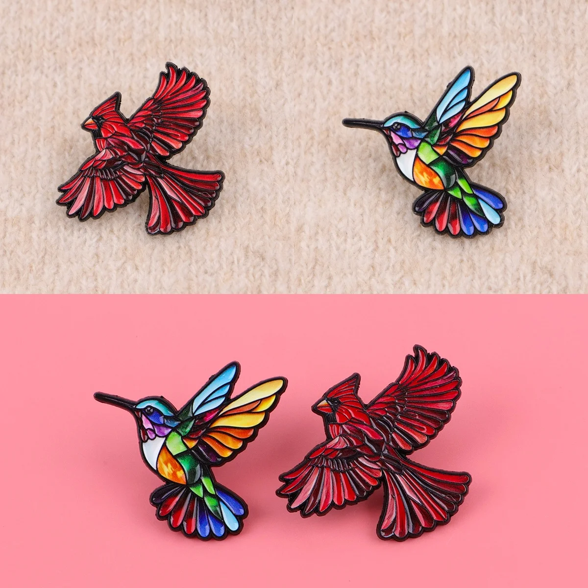 

Эмалированная булавка с колибри, 2 шт., красочный значок с птицей на рюкзаке, булавки для лацканов, набор брошей с героями мультфильмов, аксессуары для косплея, подарочные игрушки