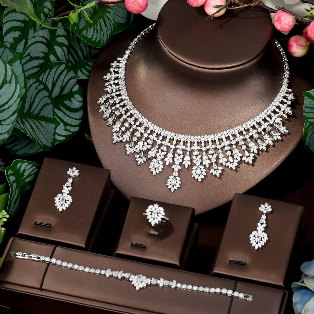 

HIBRIDE Vintage Wedding Jewelry Sets For Women Sparkling AAA Cubic Zirconia Fashion Bridesmaid Jewelry Set Bijoux Femme N-1622