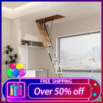 Dachbodenleiter, nach unten ziehende Loft-Treppe, zusammenklappbar, einziehbar, manuelles Heben, für 7'8