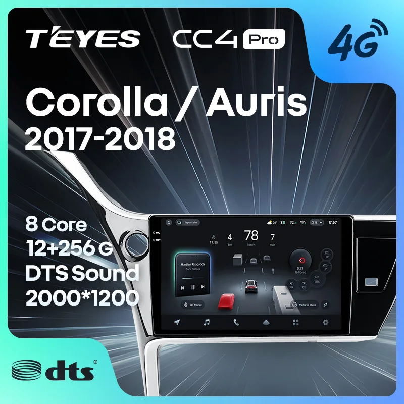 TEYES CC4 PRO para Toyota Corolla 11 Auris LHD RHD 2017-2018, Radio CarPlay, Sistema Multimedia Estéreo para Auto, Reproductor de Auto 2DIN